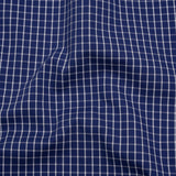 Cotton Shirting - Cobalt Blue and White Little Windowpane Checks - Deadstock