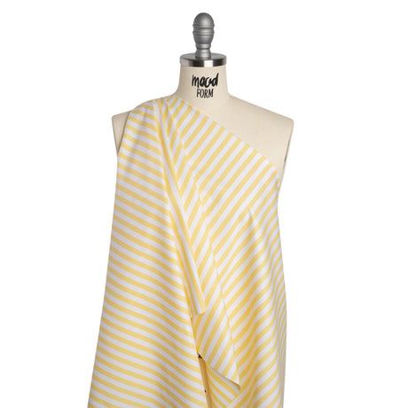 Cotton Oxford Shirting - Sunny Yellow and White Stripes - Designer Deadstock