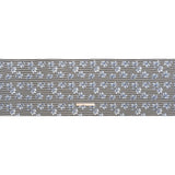 Stretch Rayon and Polyester Twill - Black, White and Blue Flowers over Stripes - Deadstock