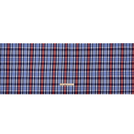 Cotton Twill Shirting - Blue, Red and Navy Plaid - Deadstock