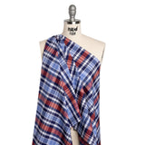Cotton Twill Shirting - Blue, Red and Navy Plaid - Deadstock