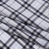 Cotton Shirting - Midnight Navy, Greige and White Plaid - Deadstock