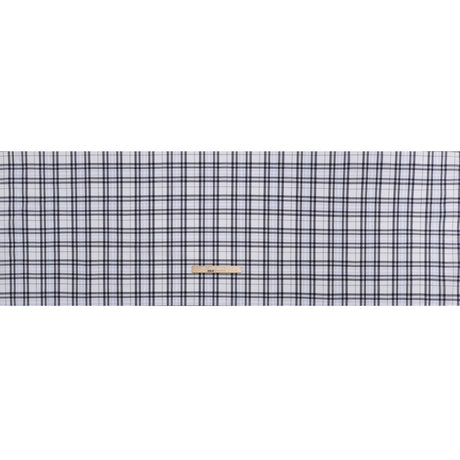Cotton Shirting - Midnight Navy, Greige and White Plaid - Deadstock