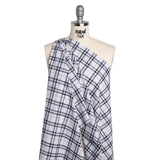 Cotton Shirting - Midnight Navy, Greige and White Plaid - Deadstock