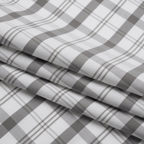 Cotton Oxford Shirting - Gray and White Check Plaid - Deadstock