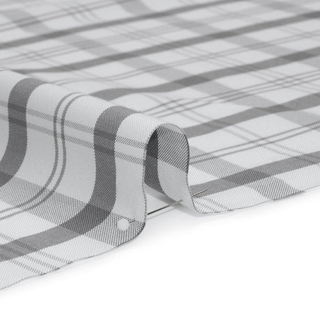 Cotton Oxford Shirting - Gray and White Check Plaid - Deadstock