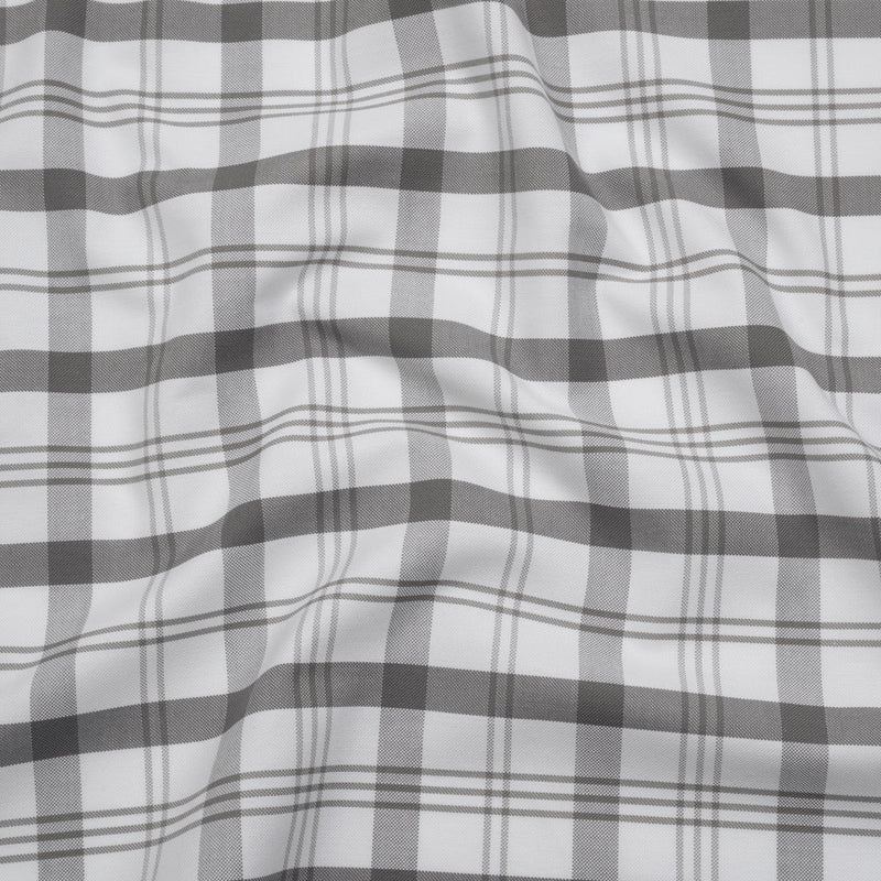 Cotton Oxford Shirting - Gray and White Check Plaid - Deadstock