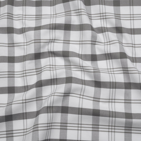 Cotton Oxford Shirting - Gray and White Check Plaid - Deadstock
