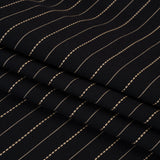 Stretch Cotton Blend Twill - Black and Beige Textured Stripes - Deadstock