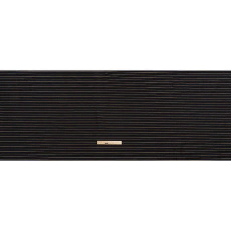 Stretch Cotton Blend Twill - Black and Beige Textured Stripes - Deadstock