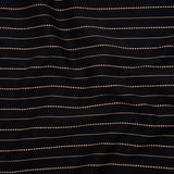 Stretch Cotton Blend Twill - Black and Beige Textured Stripes - Deadstock