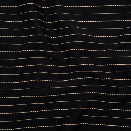 Stretch Cotton Blend Twill - Black and Beige Textured Stripes - Deadstock