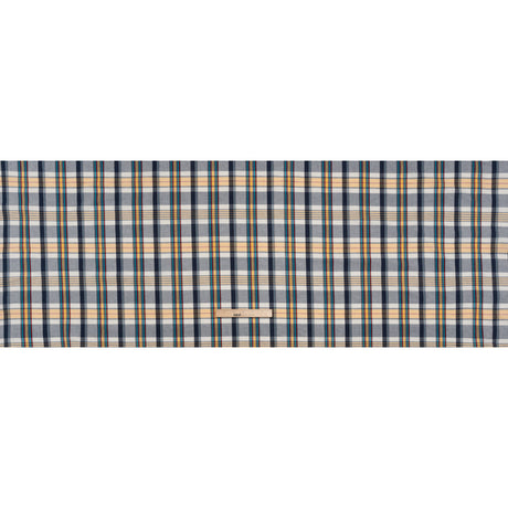 Cotton Shirting - Navy Blue, Yellow and Red Plaid - Deadstock