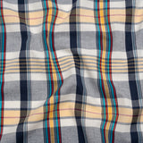 Cotton Shirting - Navy Blue, Yellow and Red Plaid - Deadstock