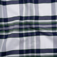 Cotton Oxford Shirting - Navy, Dark Green and White Plaid - Deadstock