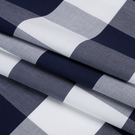 Cotton Oxford Shirting - Dark Blue and White Buffalo Check - Deadstock