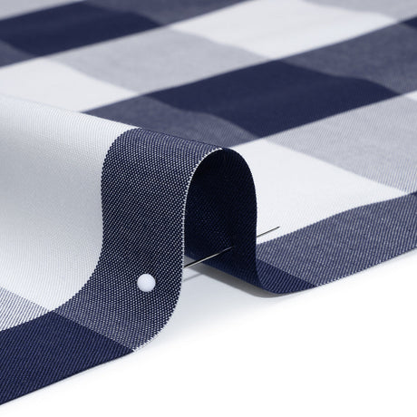 Cotton Oxford Shirting - Dark Blue and White Buffalo Check - Deadstock