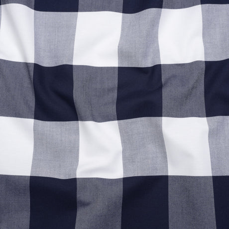 Cotton Oxford Shirting - Dark Blue and White Buffalo Check - Deadstock