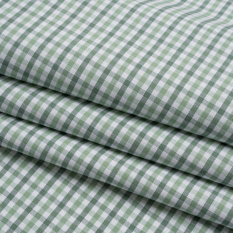 Cotton Oxford Shirting - Sage, Mint Green and White Tattersall Check - Deadstock
