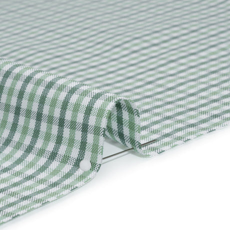 Cotton Oxford Shirting - Sage, Mint Green and White Tattersall Check - Deadstock