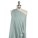 Cotton Oxford Shirting - Sage, Mint Green and White Tattersall Check - Deadstock