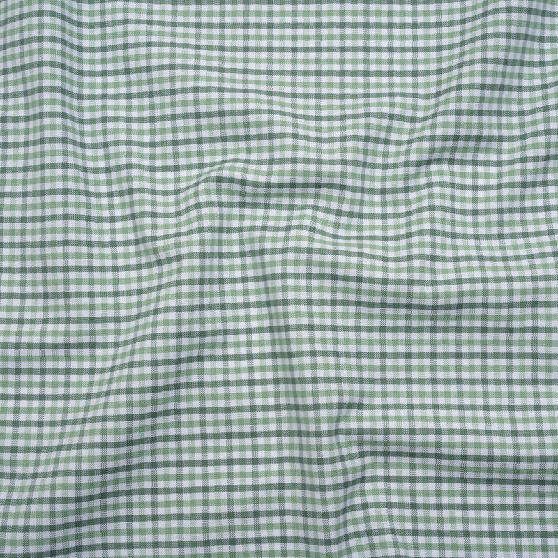 Cotton Oxford Shirting - Sage, Mint Green and White Tattersall Check - Deadstock