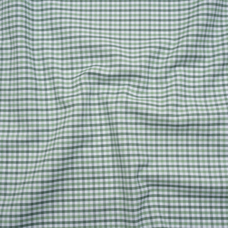 Cotton Oxford Shirting - Sage, Mint Green and White Tattersall Check - Deadstock