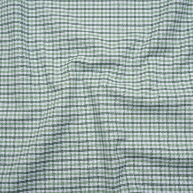 Cotton Oxford Shirting - Sage, Mint Green and White Tattersall Check - Deadstock