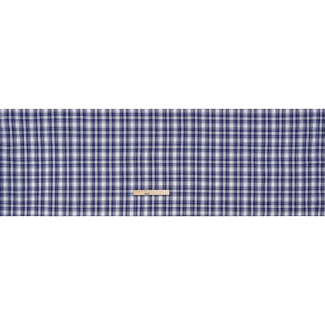 Cotton Twill Shirting - Cobalt Blue and White Plaid - Deadstock