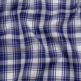 Cotton Twill Shirting - Cobalt Blue and White Plaid - Deadstock