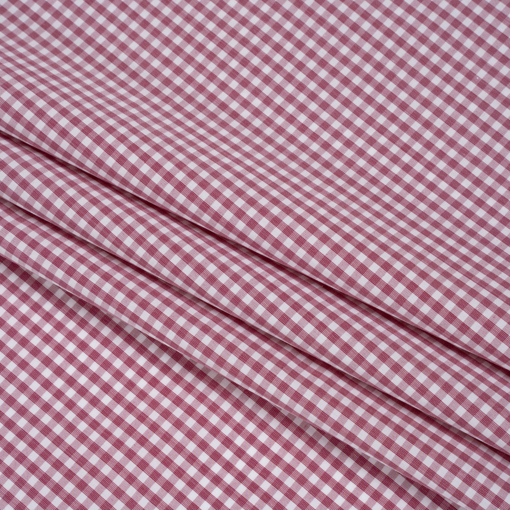 Cotton Shirting - Mulberry Pink and White Gingham Check - Deadstock