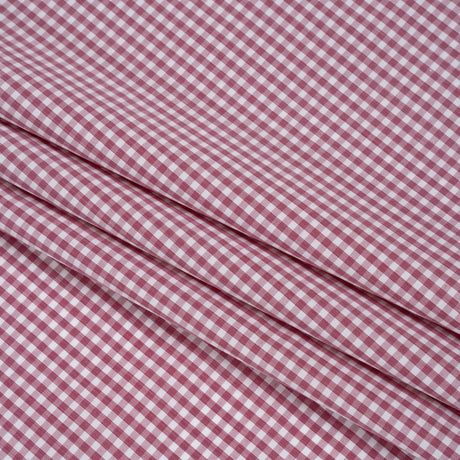 Cotton Shirting - Mulberry Pink and White Gingham Check - Deadstock