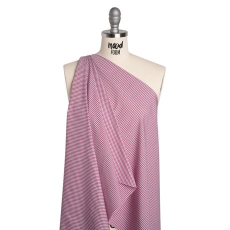 Cotton Shirting - Mulberry Pink and White Gingham Check - Deadstock