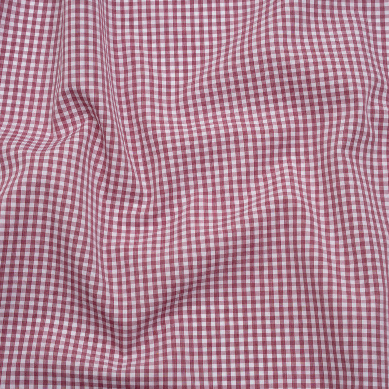 Cotton Shirting - Mulberry Pink and White Gingham Check - Deadstock