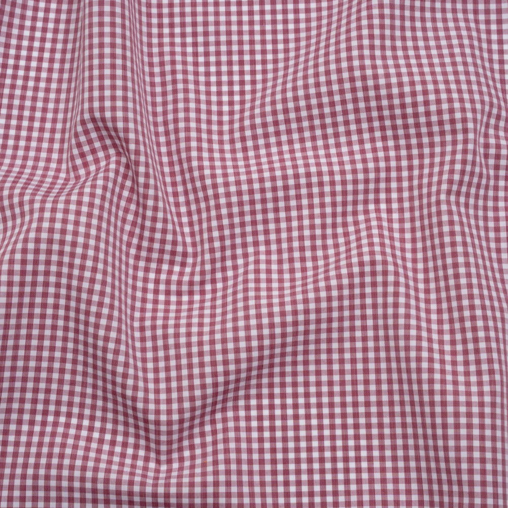 Cotton Shirting - Mulberry Pink and White Gingham Check - Deadstock