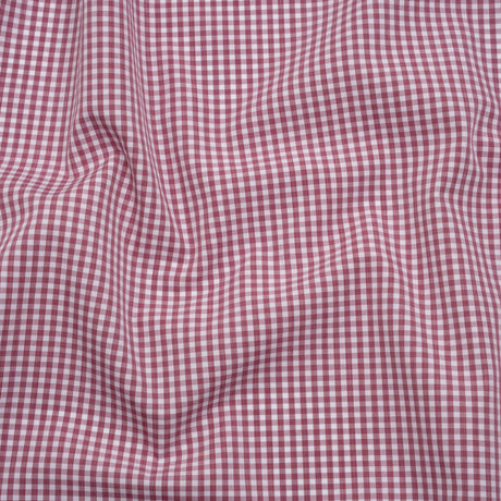 Cotton Shirting - Mulberry Pink and White Gingham Check - Deadstock