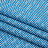 Cotton Oxford Shirting - Bright Blue and White Plaid - Designer Deadstock