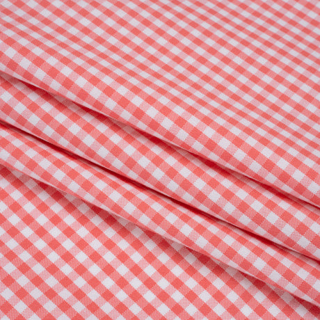 Cotton Oxford Shirting - Bubblegum Pink and White Gingham Checks - Deadstock