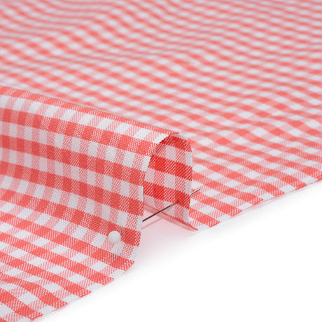 Cotton Oxford Shirting - Bubblegum Pink and White Gingham Checks - Deadstock