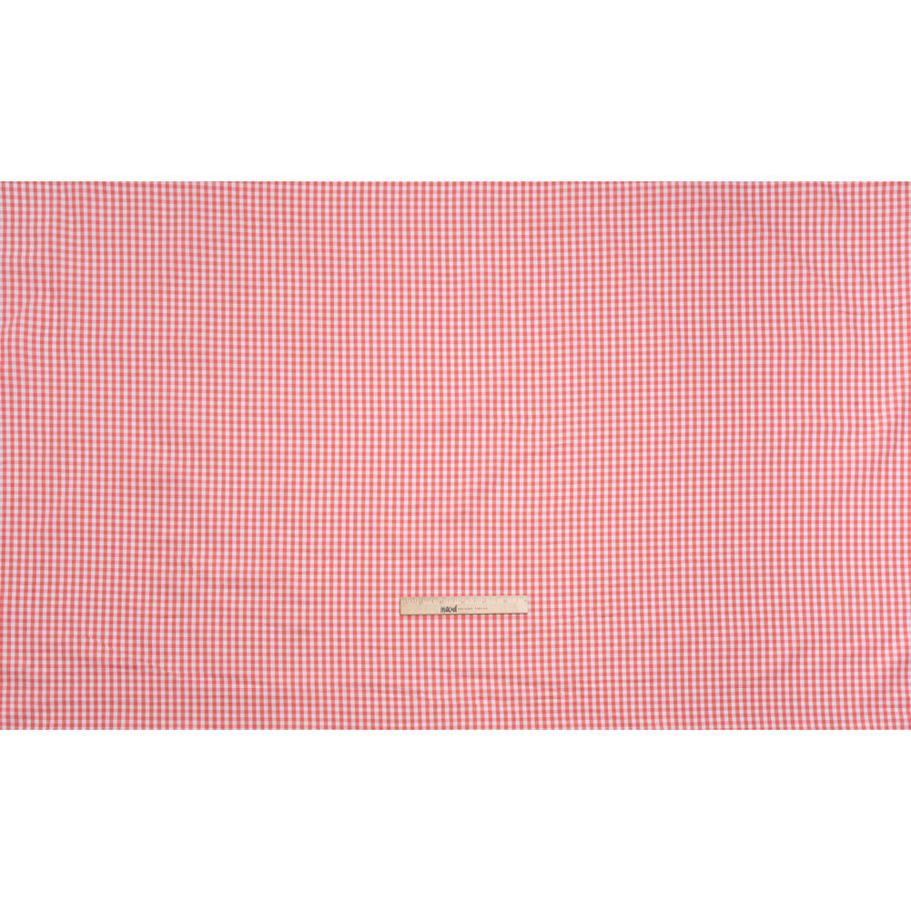 Cotton Oxford Shirting - Bubblegum Pink and White Gingham Checks - Deadstock
