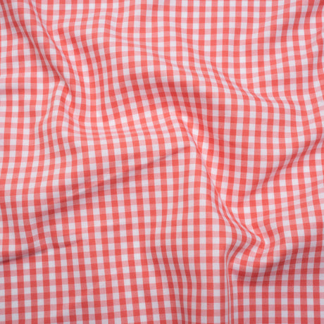 Cotton Oxford Shirting - Bubblegum Pink and White Gingham Checks - Deadstock