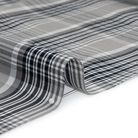 Cotton Oxford Shirting - Black, Gray and White Plaid - Deadstock