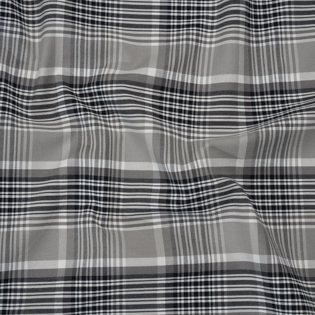Cotton Oxford Shirting - Black, Gray and White Plaid - Deadstock