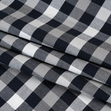 Cotton Oxford Shirting - Navy, Gray and White Checks - Deadstock