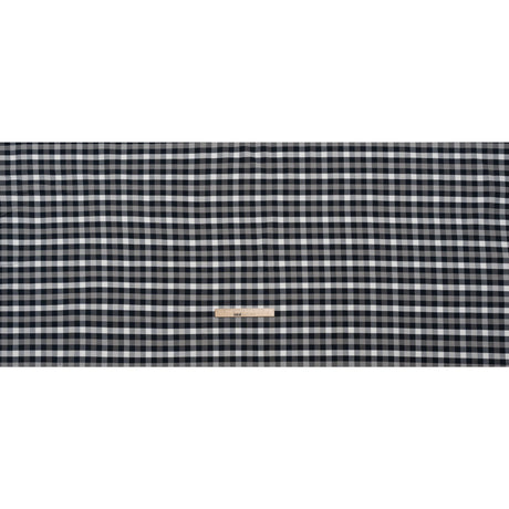 Cotton Oxford Shirting - Navy, Gray and White Checks - Deadstock