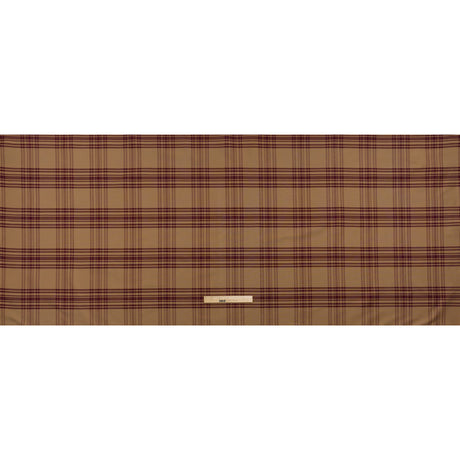 Cotton Oxford Shirting - Tan and Burgundy Plaid - Deadstock