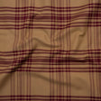 Cotton Oxford Shirting - Tan and Burgundy Plaid - Deadstock