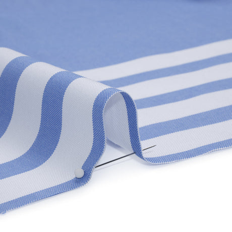 Cotton Oxford Shirting Panel - Blue and White Stripe Border - Deadstock