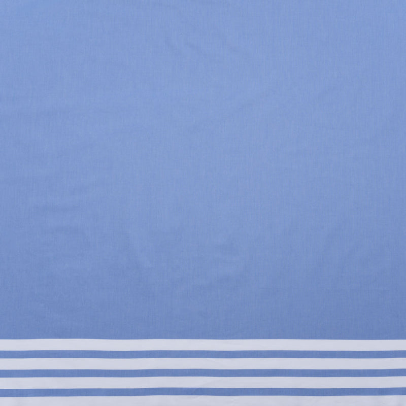 Cotton Oxford Shirting Panel - Blue and White Stripe Border - Deadstock