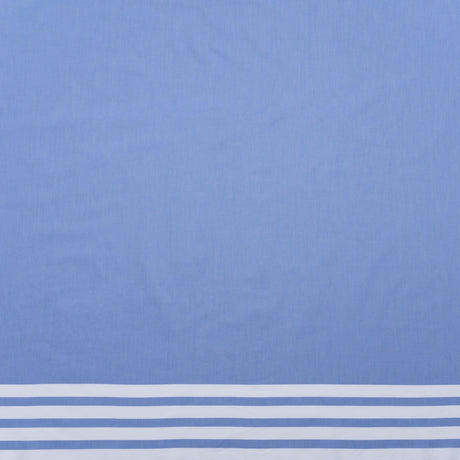 Cotton Oxford Shirting Panel - Blue and White Stripe Border - Deadstock